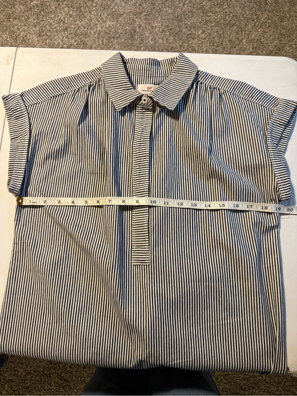 Vineyard Vines Shirt Dress, Size Small, Black & White Mini Stripe - Picture 3 of 6
